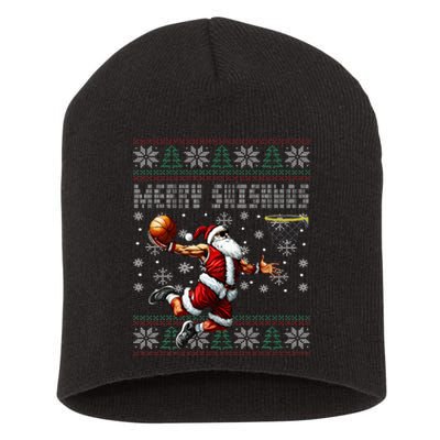 Merry Swishmas Ugly Christmas Basketball Christmas Short Acrylic Beanie