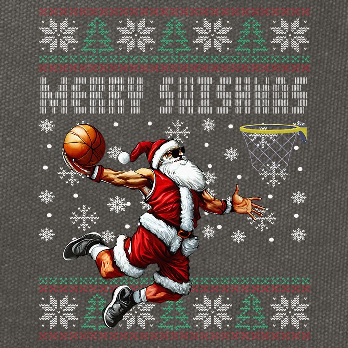 Merry Swishmas Ugly Christmas Basketball Christmas Cotton Canvas Backpack