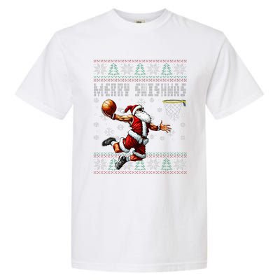 Merry Swishmas Ugly Christmas Basketball Christmas Garment-Dyed Heavyweight T-Shirt