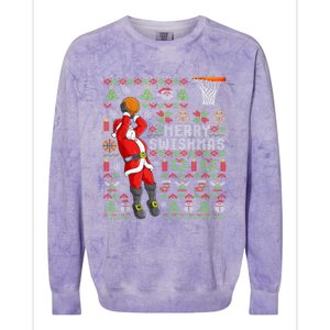 Merry Swishmas Ugly Christmas Basketball Christmas Colorblast Crewneck Sweatshirt