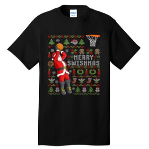 Merry Swishmas Ugly Christmas Basketball Christmas Tall T-Shirt