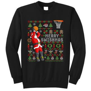 Merry Swishmas Ugly Christmas Basketball Christmas Tall Sweatshirt