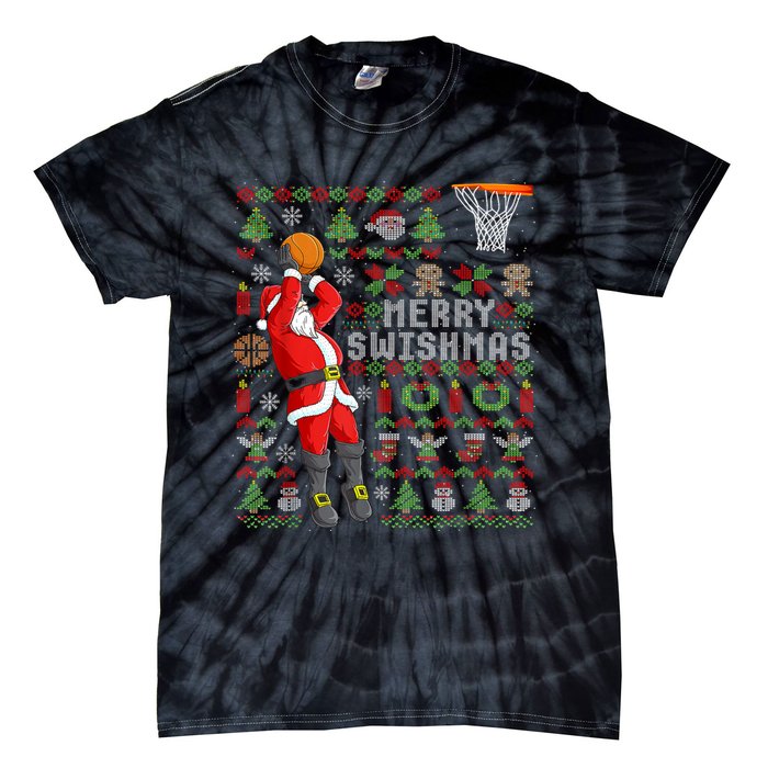 Merry Swishmas Ugly Christmas Basketball Christmas Tie-Dye T-Shirt