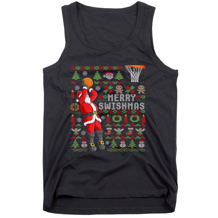 Merry Swishmas Ugly Christmas Basketball Christmas Tank Top