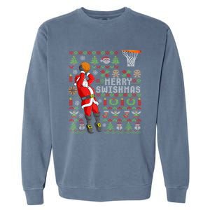 Merry Swishmas Ugly Christmas Basketball Christmas Garment-Dyed Sweatshirt