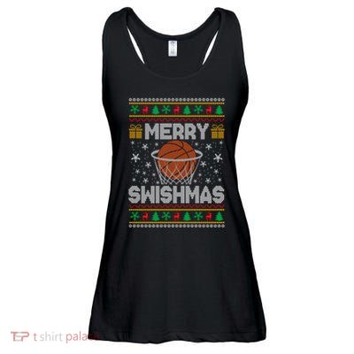 Merry Swishmas Ugly Christmas Sweater Basketball Christmas Sweatshirt Ladies Essential Flowy Tank