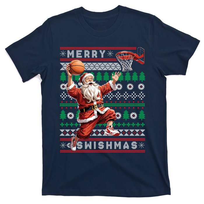 Merry Swishmas Ugly Christmas Basketball Christmas T-Shirt