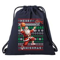 Merry Swishmas Ugly Christmas Basketball Christmas Drawstring Bag