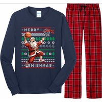 Merry Swishmas Ugly Christmas Basketball Christmas Long Sleeve Pajama Set