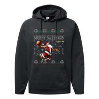 Merry Swishmas Ugly Christmas Basketball Christmas Performance Fleece Hoodie