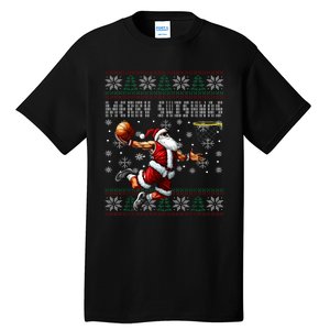 Merry Swishmas Ugly Christmas Basketball Christmas Tall T-Shirt