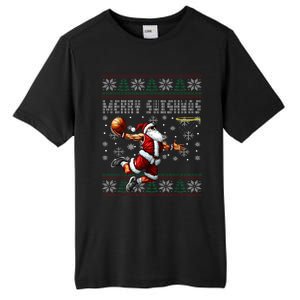 Merry Swishmas Ugly Christmas Basketball Christmas Tall Fusion ChromaSoft Performance T-Shirt