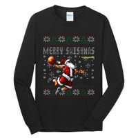 Merry Swishmas Ugly Christmas Basketball Christmas Tall Long Sleeve T-Shirt