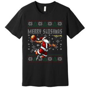 Merry Swishmas Ugly Christmas Basketball Christmas Premium T-Shirt