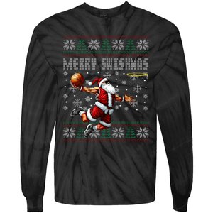 Merry Swishmas Ugly Christmas Basketball Christmas Tie-Dye Long Sleeve Shirt