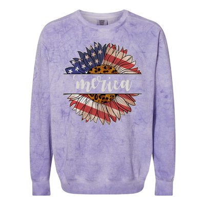 Merica Sunflower USA Vintage Colorblast Crewneck Sweatshirt