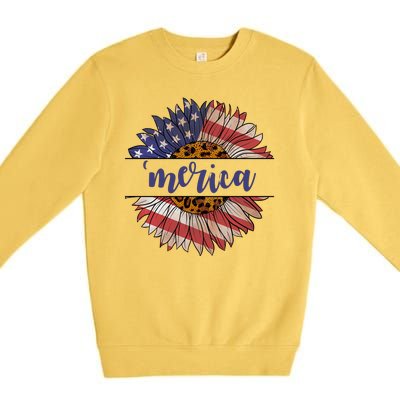 Merica Sunflower USA Vintage Premium Crewneck Sweatshirt