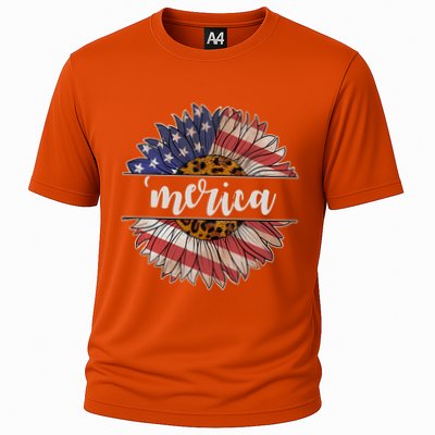 Merica Sunflower USA Vintage Cooling Performance Crew T-Shirt