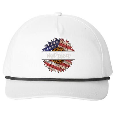 Merica Sunflower USA Vintage Snapback Five-Panel Rope Hat