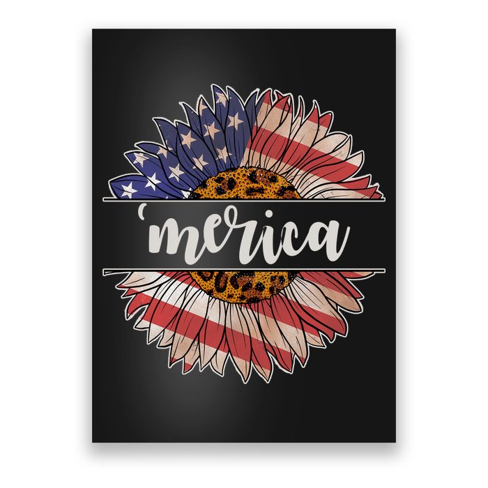 Merica Sunflower USA Vintage Poster