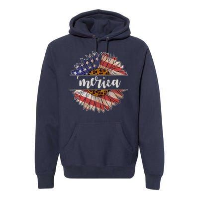 Merica Sunflower USA Vintage Premium Hoodie