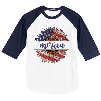 Merica Sunflower USA Vintage Baseball Sleeve Shirt