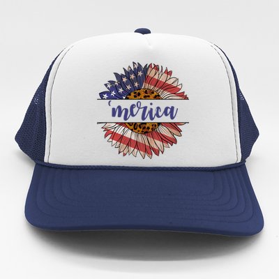 Merica Sunflower USA Vintage Trucker Hat