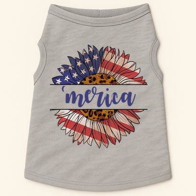 Merica Sunflower USA Vintage Doggie Tank