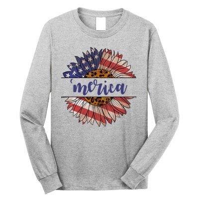 Merica Sunflower USA Vintage Long Sleeve Shirt