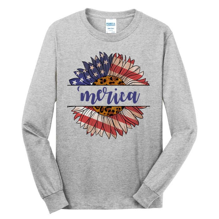 Merica Sunflower USA Vintage Tall Long Sleeve T-Shirt