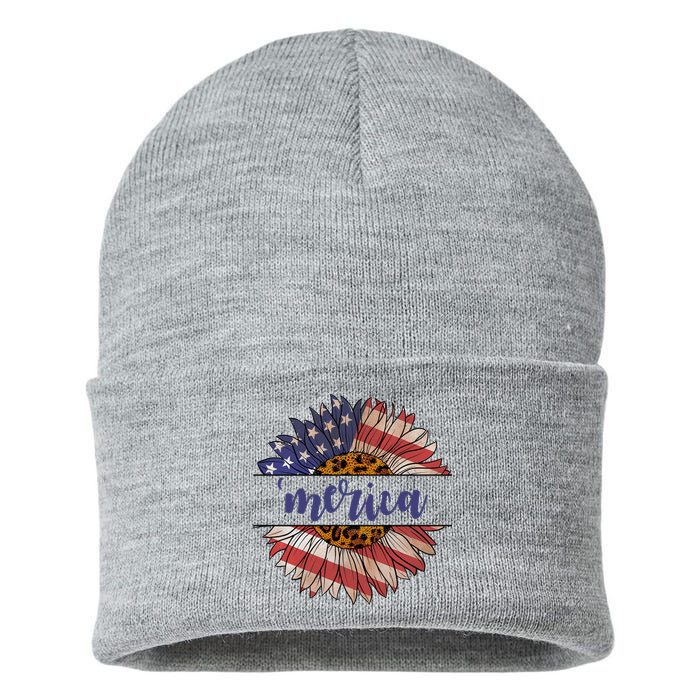 Merica Sunflower USA Vintage Sustainable Knit Beanie