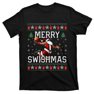 Merry Swishmas Ugly Funny Christmas Basketball Christmas T-Shirt