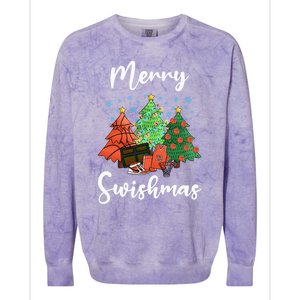 Merry Swishmas Ugly Christmas Basketball Colorblast Crewneck Sweatshirt