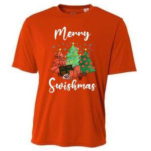 Merry Swishmas Ugly Christmas Basketball Cooling Performance Crew T-Shirt