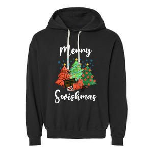 Merry Swishmas Ugly Christmas Basketball Garment-Dyed Fleece Hoodie