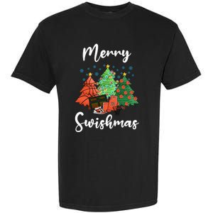 Merry Swishmas Ugly Christmas Basketball Garment-Dyed Heavyweight T-Shirt