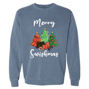 Merry Swishmas Ugly Christmas Basketball Garment-Dyed Sweatshirt