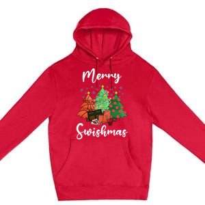 Merry Swishmas Ugly Christmas Basketball Premium Pullover Hoodie