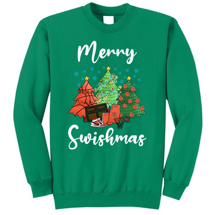 Merry Swishmas Ugly Christmas Basketball Sweatshirt