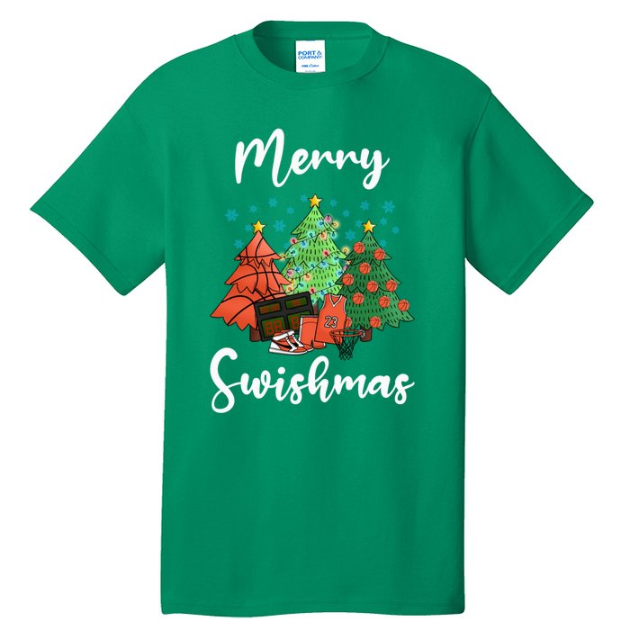 Merry Swishmas Ugly Christmas Basketball Tall T-Shirt