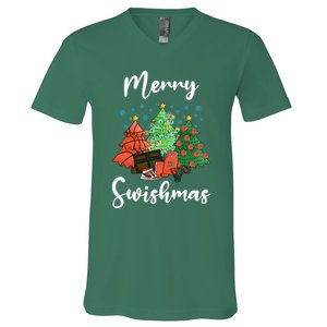 Merry Swishmas Ugly Christmas Basketball V-Neck T-Shirt