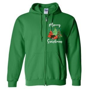 Merry Swishmas Ugly Christmas Basketball Full Zip Hoodie