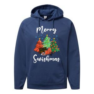 Merry Swishmas Ugly Christmas Basketball Performance Fleece Hoodie