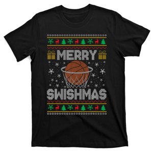 Merry Swishmas Ugly Christmas Sweater Basketball Christmas T-Shirt