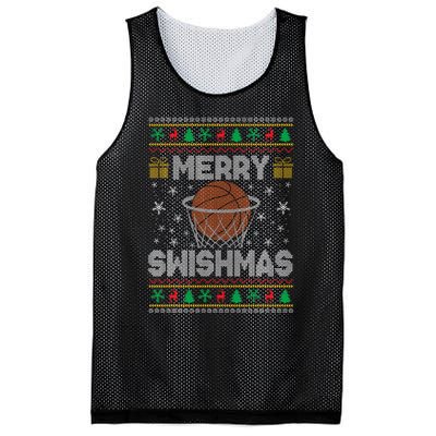 Merry Swishmas Ugly Christmas Sweater Basketball Christmas Mesh Reversible Basketball Jersey Tank