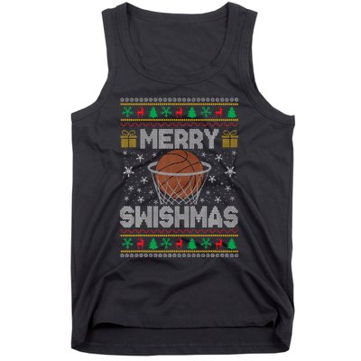 Merry Swishmas Ugly Christmas Sweater Basketball Christmas Tank Top