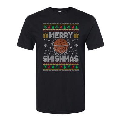 Merry Swishmas Ugly Christmas Sweater Basketball Christmas Softstyle CVC T-Shirt