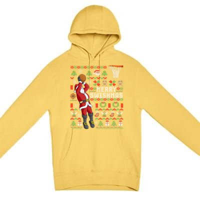 Merry Swishmas Ugly Christmas Basketball Christmas Gift Premium Pullover Hoodie