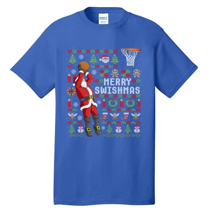 Merry Swishmas Ugly Christmas Basketball Christmas Gift Tall T-Shirt