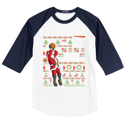 Merry Swishmas Ugly Christmas Basketball Christmas Gift Baseball Sleeve Shirt